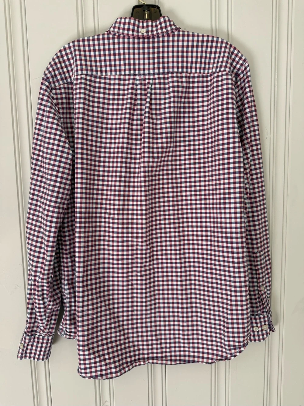 Banana Republic Men’s Red, Blue and White Gingham Button-Down Shirt: Grant Fit